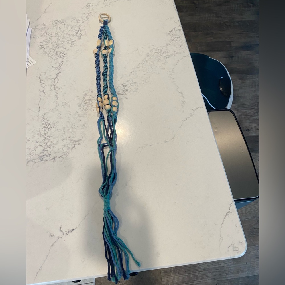 Blue hanging pot holder